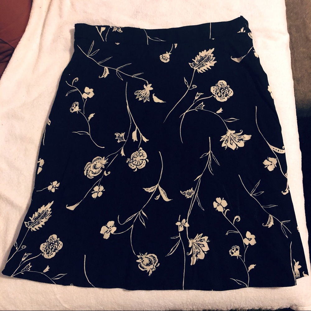 Black and white floral skirt